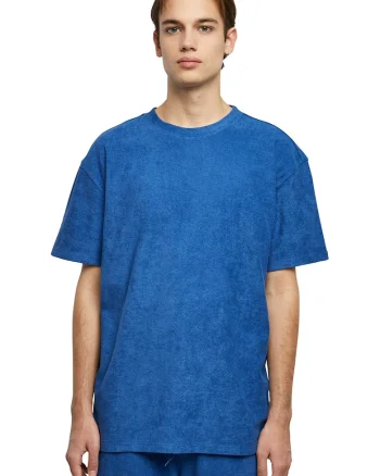 Tricou texturat cu decolteu rotund, Albastru royal