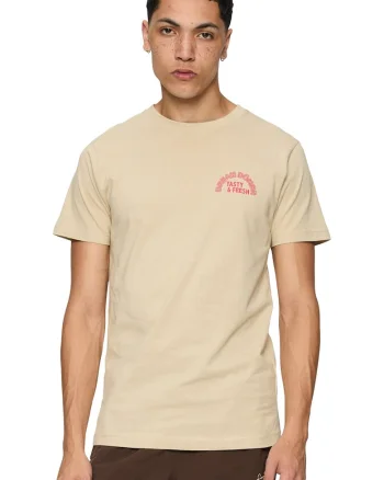 Tricou din bumbac cu imprimeu pe partea din spate, Coral/Maro nisip