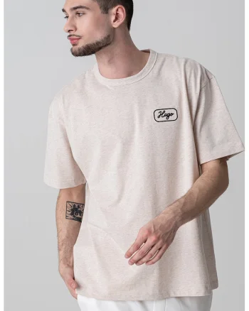 Tricou din bumbac cu imprimeu text, Violet melange