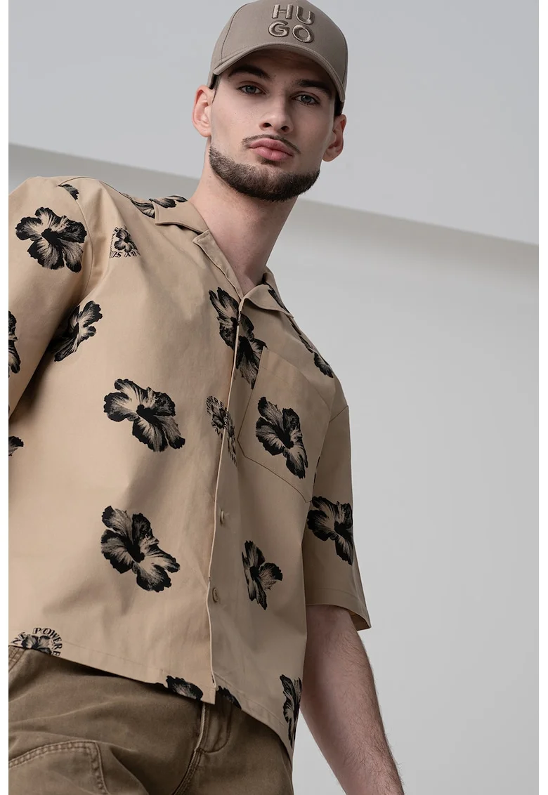 Camasa relaxed fit Eligino, Negru/Maro nisip