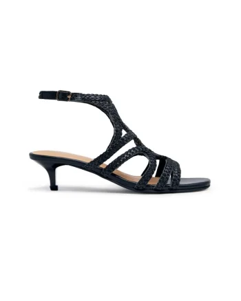 Sandale din piele cu toc kitten, Negru