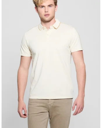 Tricou polo regular fit, Bej