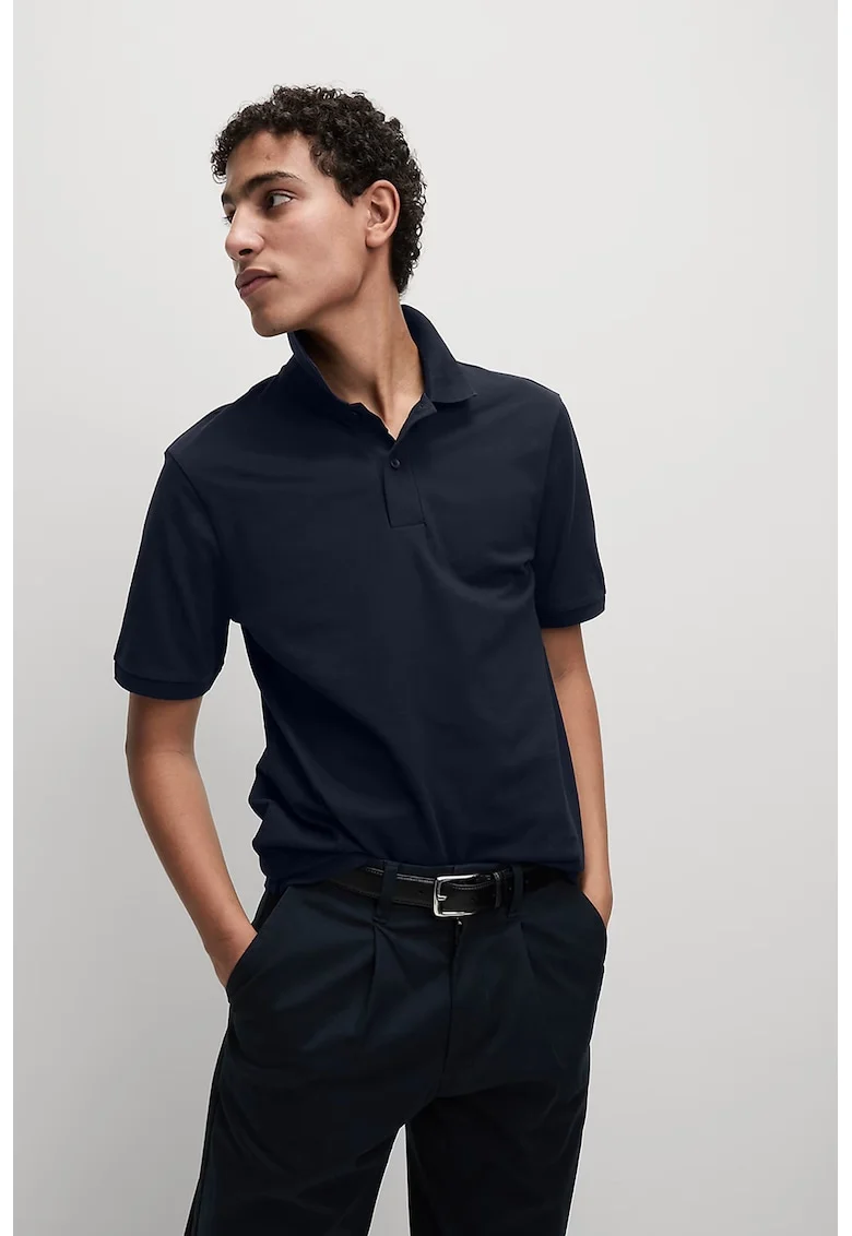 Tricou polo regular fit, Bleumarin