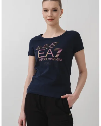 Tricou slim fit cu imprimeu logo, Bleumarin