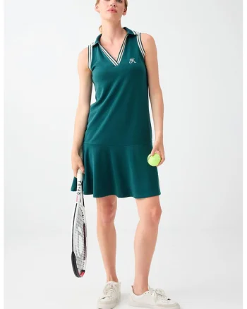 Rochie mini din amestec de modal, Gri deschis/Verde smarald