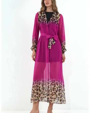 Rochie plaja,  maxi, cu curea, multicolor,