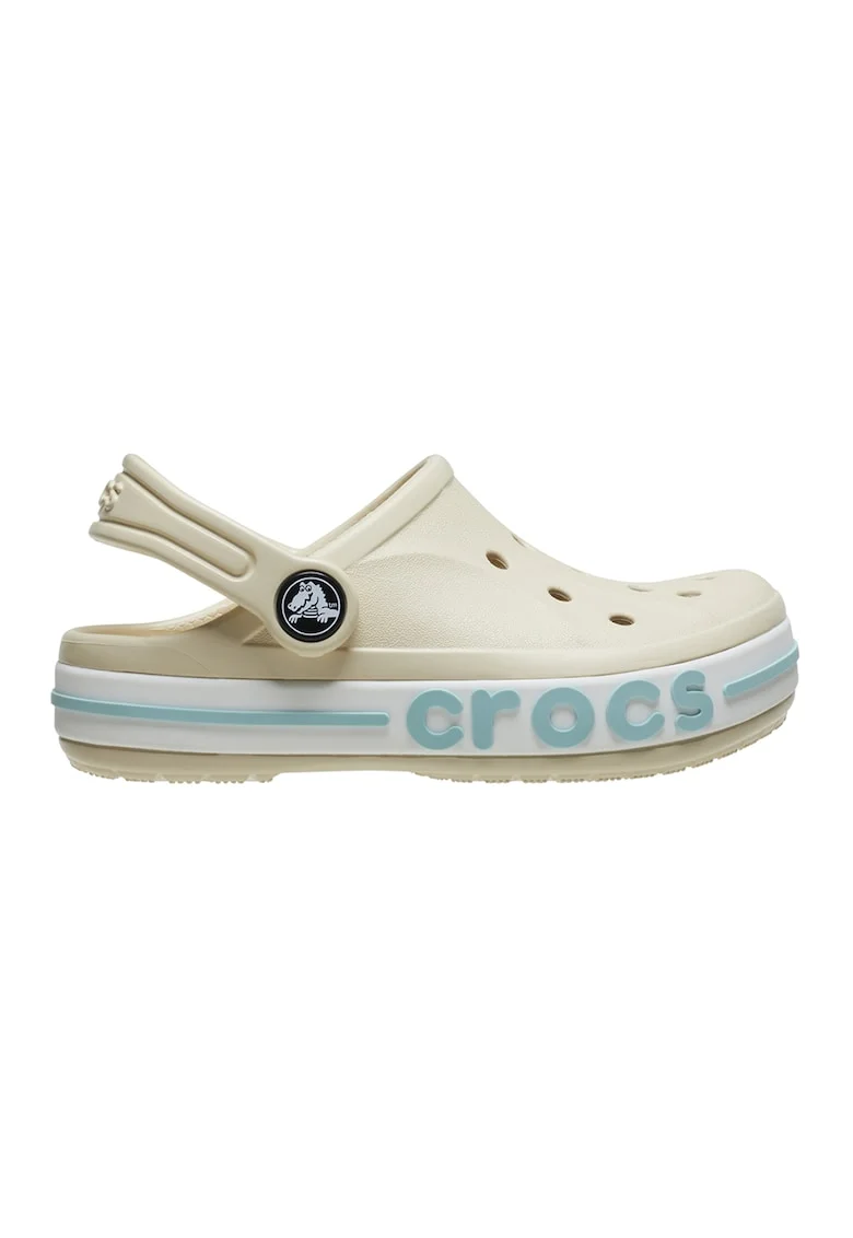 Saboti slingback cu logo in relief pe talpa, Alb/Bej