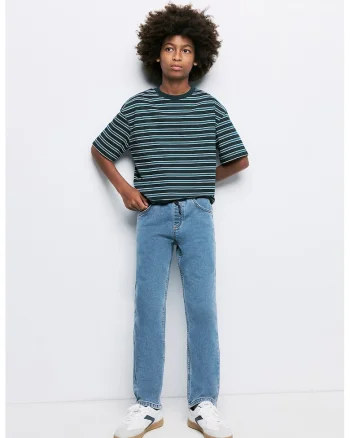 Blugi relaxed fit cu cordon, Albastru pastel