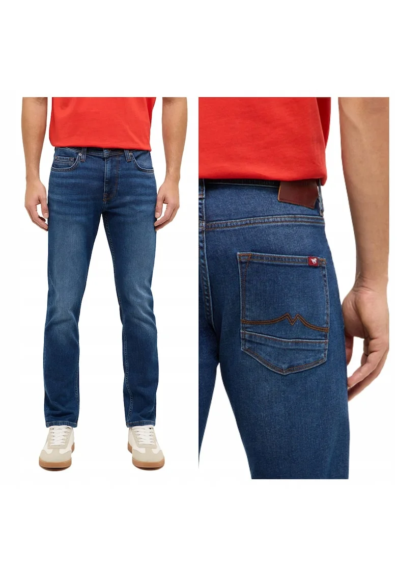 Pantaloni Jeans,  Stil Vegas Slim, 33/34, Albastru, Croi Slim Fit, Model Conic, Ajustat, Compozitie Material 99% Bumbac, 1% Elastan, W34xL34, Albastru, Albastru