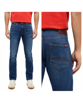 Pantaloni Jeans,  Stil Vegas Slim, 33/34, Albastru, Croi Slim Fit, Model Conic, Ajustat, Compozitie Material 99% Bumbac, 1% Elastan, W34xL34, Albastru, Albastru
