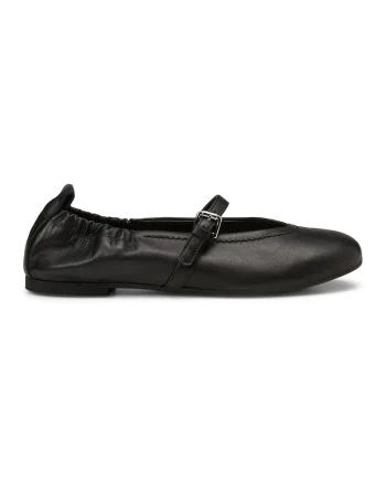 Balerini Mary Jane de piele, Negru