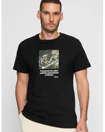 Tricou cu imprimeu pe piept, Negru