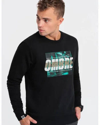 Bluza de trening din amestec de bumbac cu model grafic, Negru