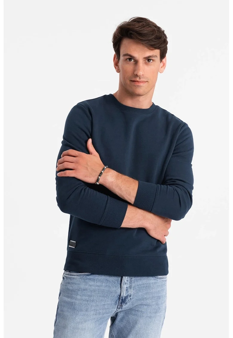Bluza de trening din bumbac cu model uni, Bleumarin
