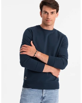 Bluza de trening din bumbac cu model uni, Bleumarin