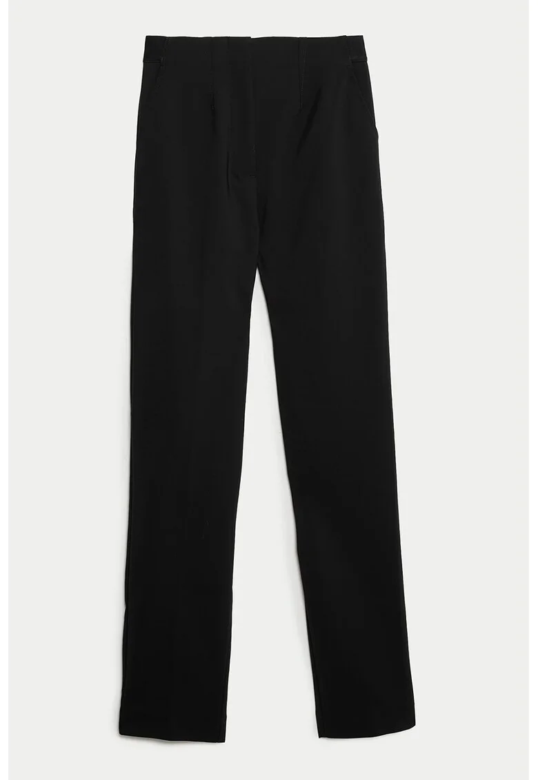Pantaloni slim fit cu talie medie, Negru/Negru stins