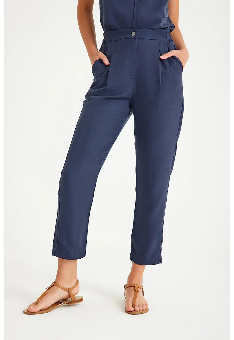 Pantaloni cu talie medie, Albastru indigo