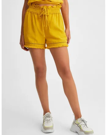 Pantaloni scurti cu snururi, Galben mustar