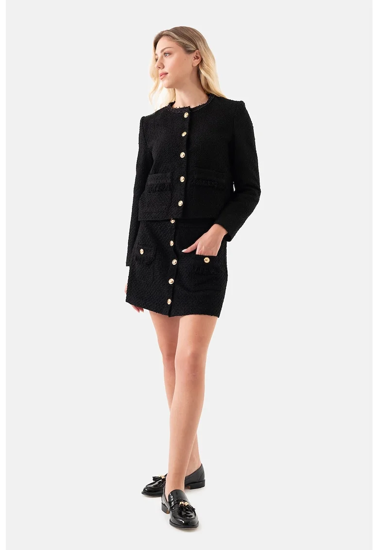 Sacou crop din tuid, Negru
