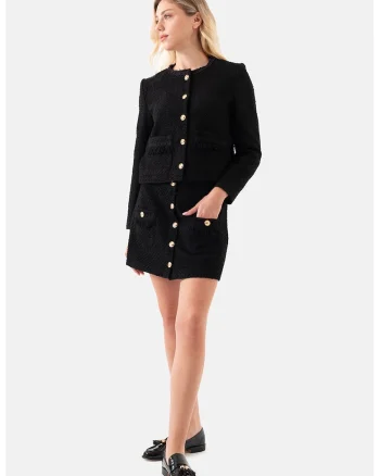 Sacou crop din tuid, Negru