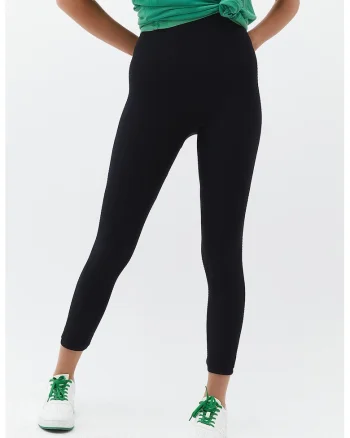 Colanti crop cu talie inalta, Negru