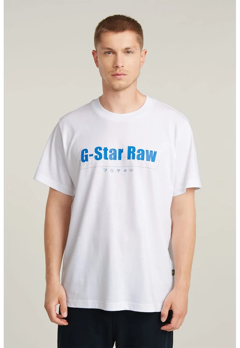 Tricou de bumbac organic cu logo, Alb