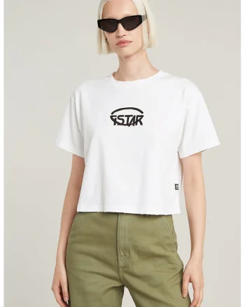 Tricou crop din bumbac organic, Alb