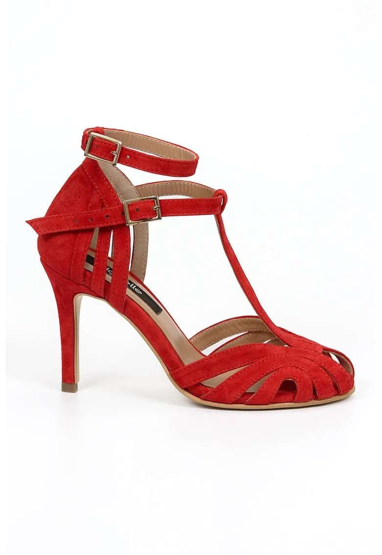 Sandale din piele intoarsa Daring, Rosu