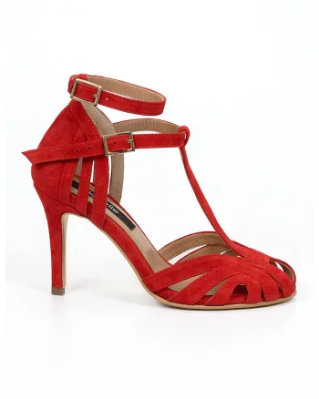Sandale din piele intoarsa Daring, Rosu