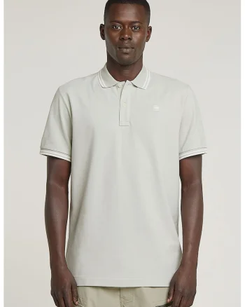 Tricou polo slim fit Dunda, Alb/Gri deschis
