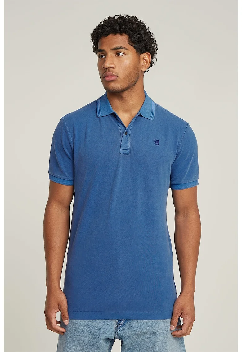 Tricou polo din amestec de bumbac organic, Albastru pastel