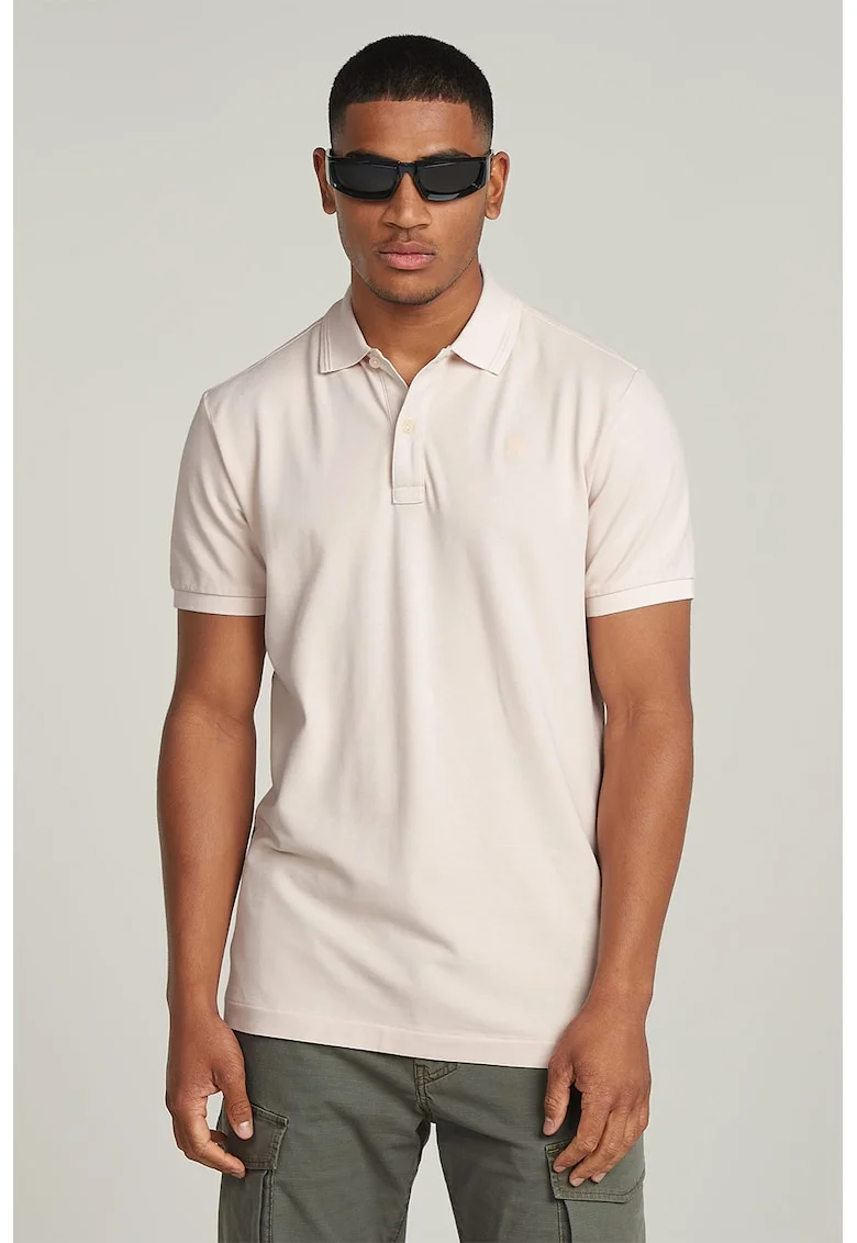 Tricou polo din amestec de bumbac organic, Roz pal