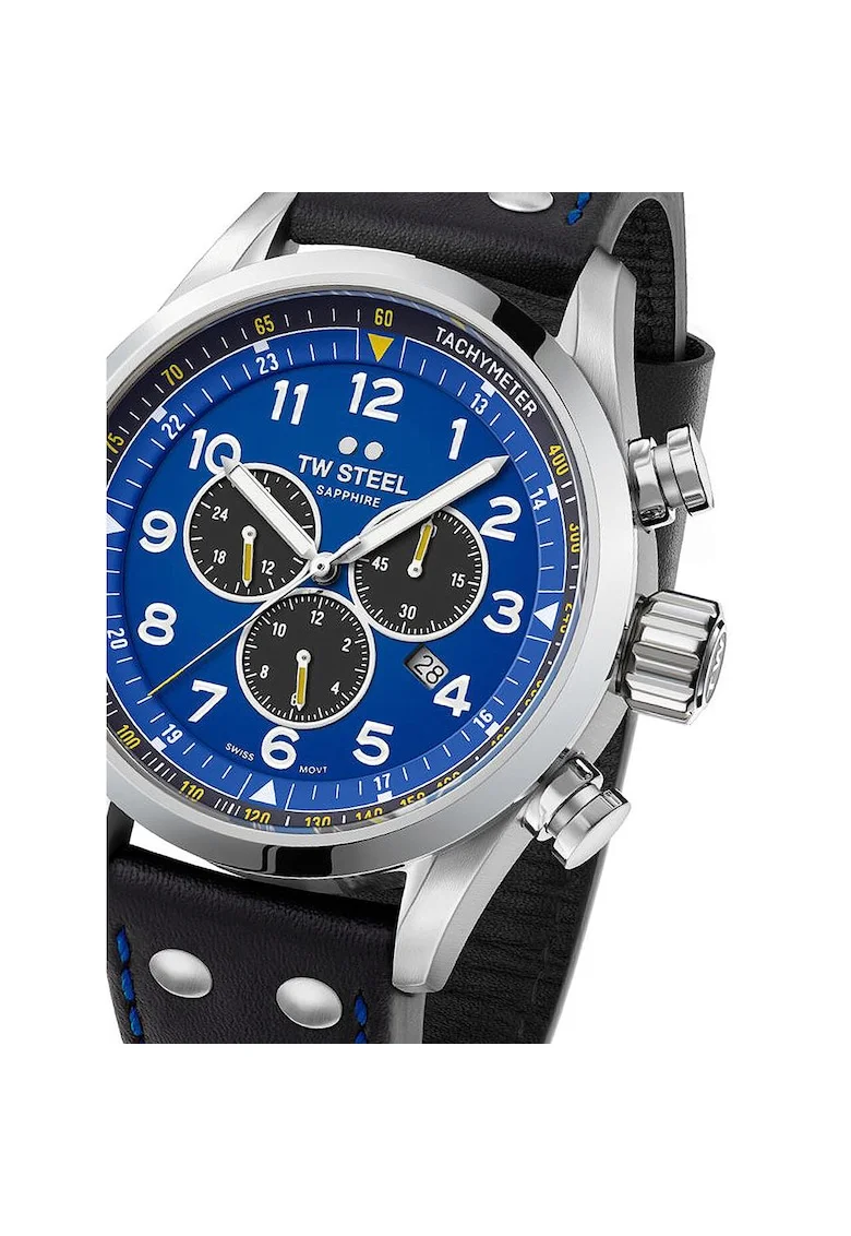 Ceas barbatesc Tw-Steel SVS305, Quartz, 48mm, 10ATM, Argintiu