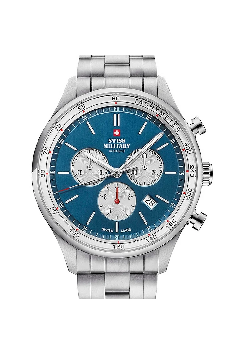 Ceas barbatesc Swiss Military SM34081.03, Quartz, 42mm, 10ATM, Argintiu