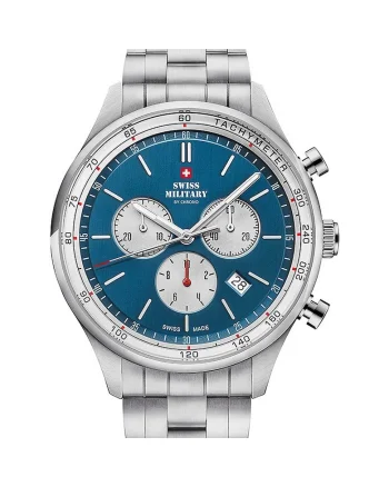 Ceas barbatesc Swiss Military SM34081.03, Quartz, 42mm, 10ATM, Argintiu
