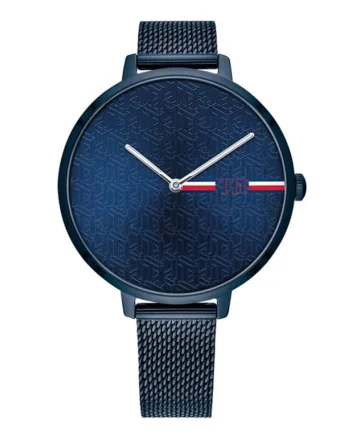 Ceas analog cu bratara metalica cu model plasa, Bleumarin
