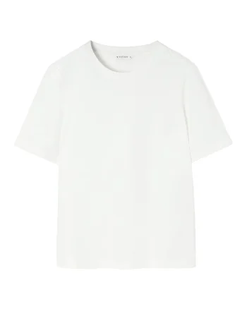 Tricou de bumbac cu decolteu la baza gatului Soria, Alb