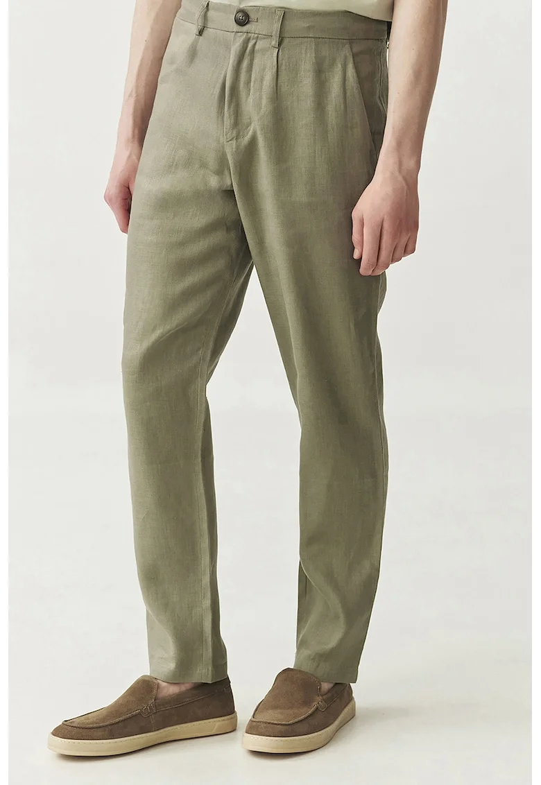 Pantaloni eleganti de in cu buzunare laterale, Verde sparanghel