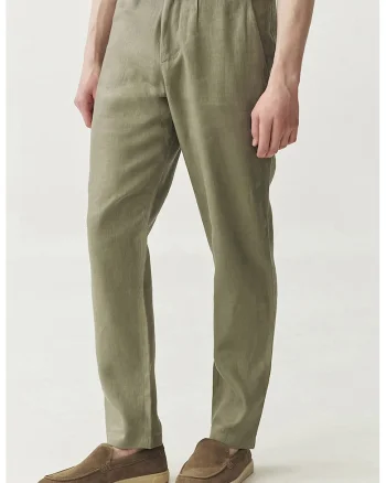 Pantaloni eleganti de in cu buzunare laterale, Verde sparanghel