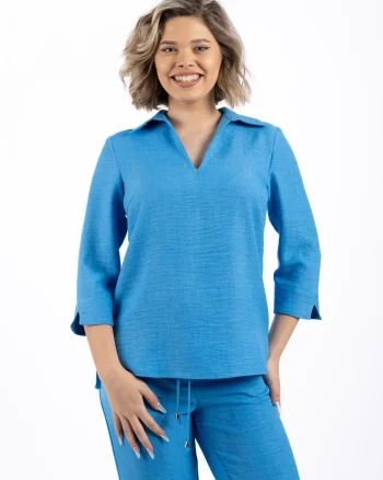 Bluza bleu cu croiala lejera din vascoza