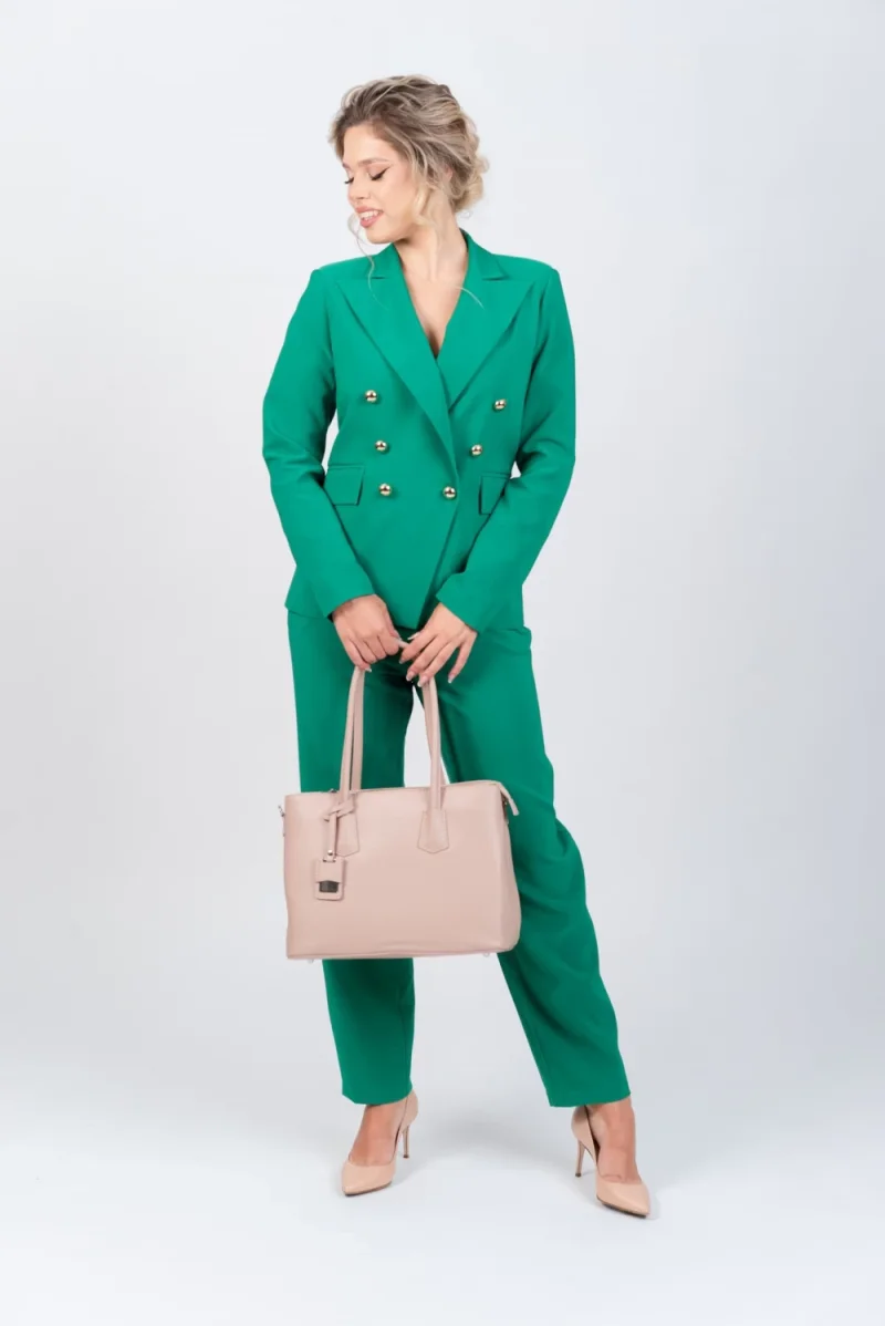 Pantaloni office/casual cu talie inalta si buzunare laterale
