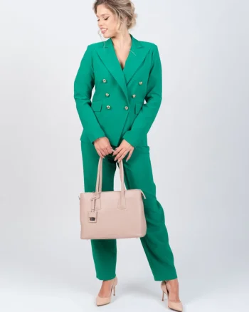 Pantaloni office/casual cu talie inalta si buzunare laterale