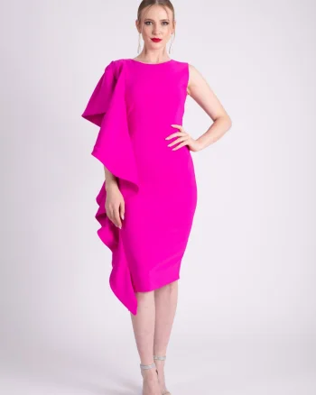 Rochie de ocazie cu volan amplu in lateral