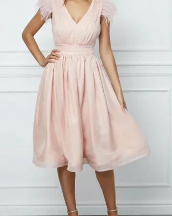 Rochie de ocazie roz pudra din voal