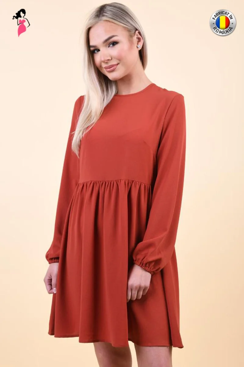 Rochie de zi caramizie din vascoza