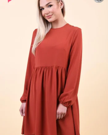 Rochie de zi caramizie din vascoza
