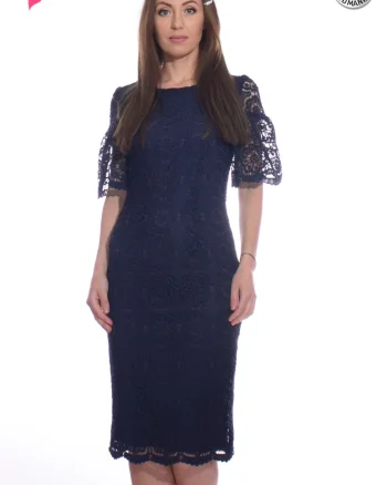 Rochie de ocazie din broderie bleumarin