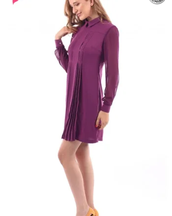 Rochie office LaDonna mov croita lejer in A cu pense si buzunare laterale