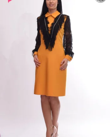 Rochie LaDonna eleganta clos cu dantela la brate si bust