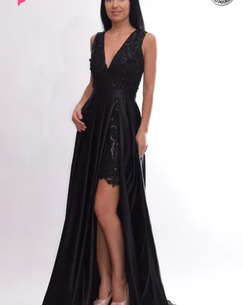 Rochie de seara din tafta cu broderie in partea superioara